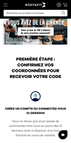 Création de votre compte sur Body&Fit pour obtenir votre coupon réduction