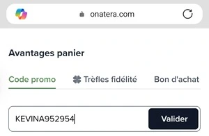 Saisie du code parrainage Onatera lors de la validation du panier